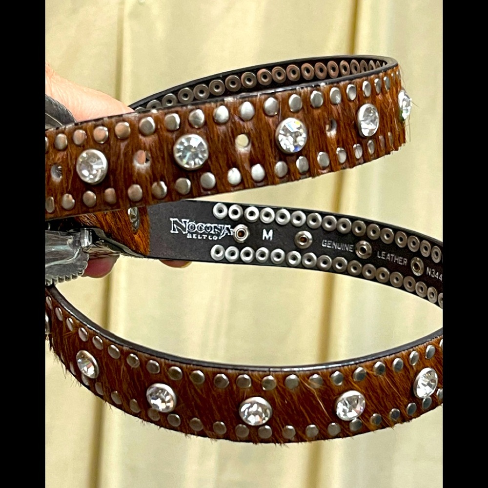 Nocona jeweled leather belt - brown